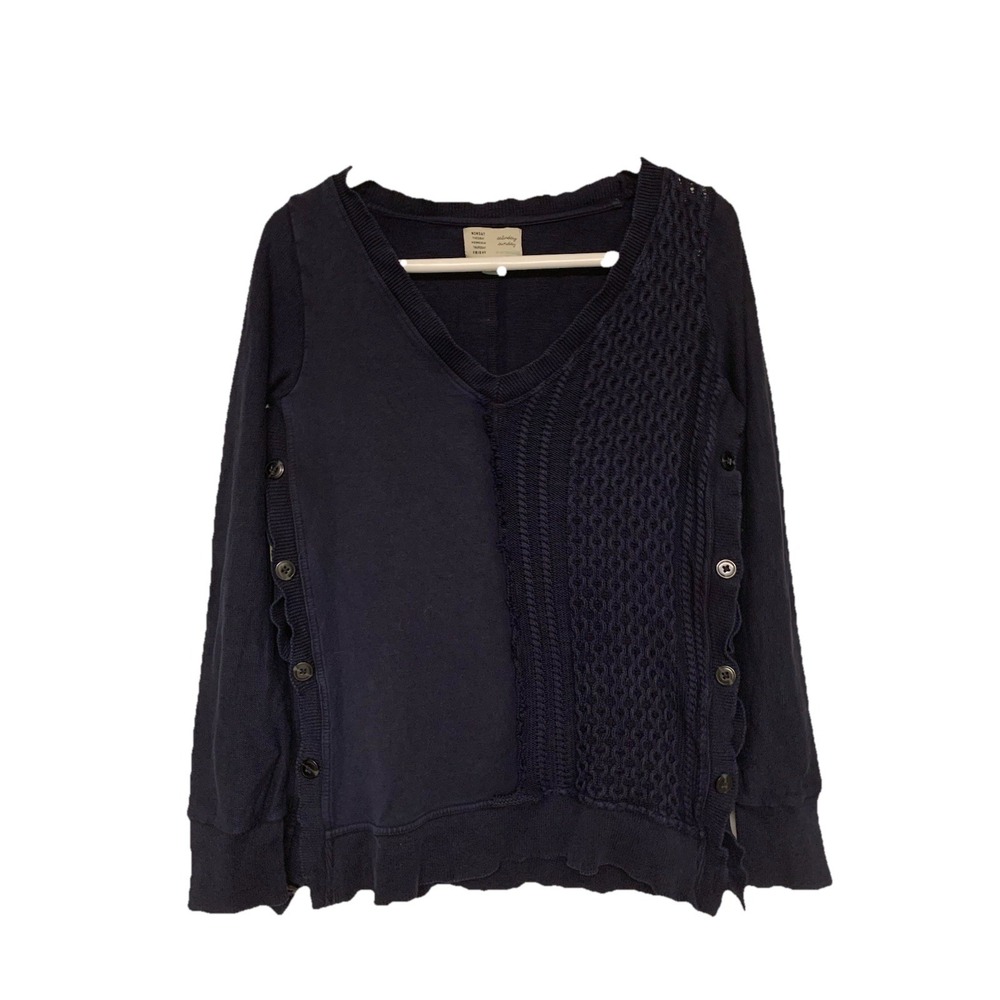 Saturday Sunday By Anthropology Arcana Sweater V-neck Button Sides Boho Nautical